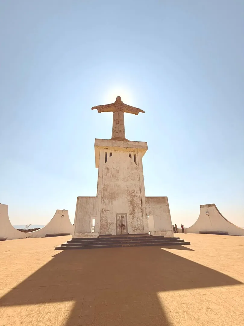 The Cristo Rei statue standing above Lubango, Angola