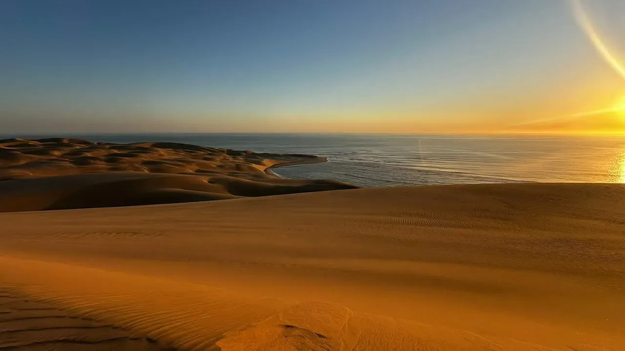 Golden hour over the Atlantic from the Afklimbaai viewpoint