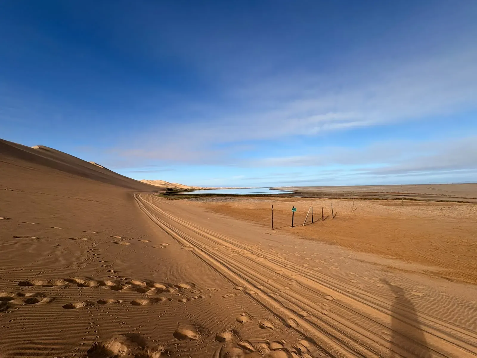 The tidal lagoon tucked behind the dunes at Sandwich Harbour