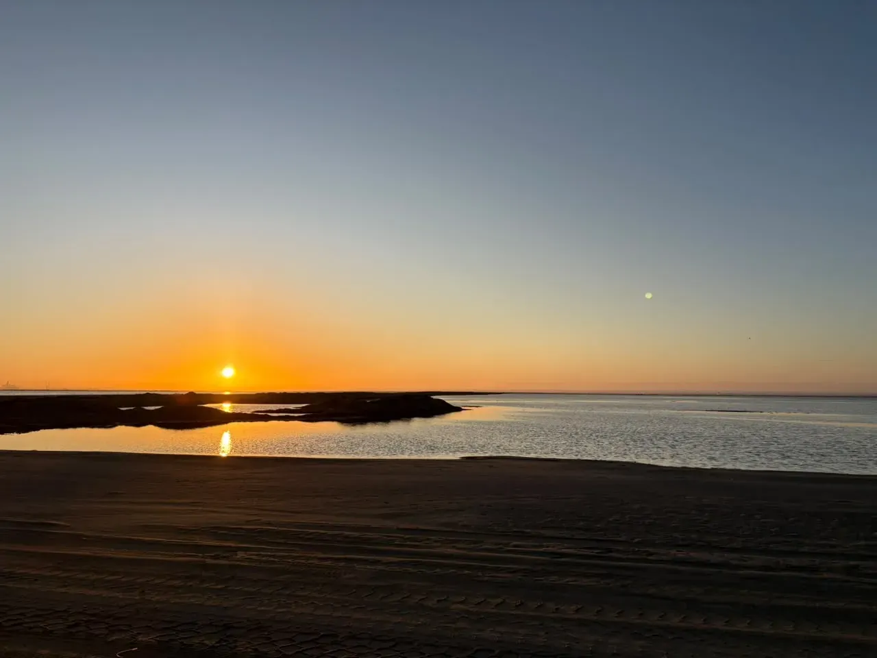 Dawn over the lagoons behind the salt works near Walvis Bay